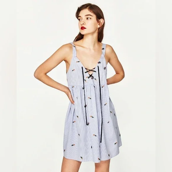zara blue babydoll dress